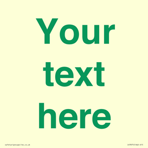 Custom blank information sign. Green text, plain background